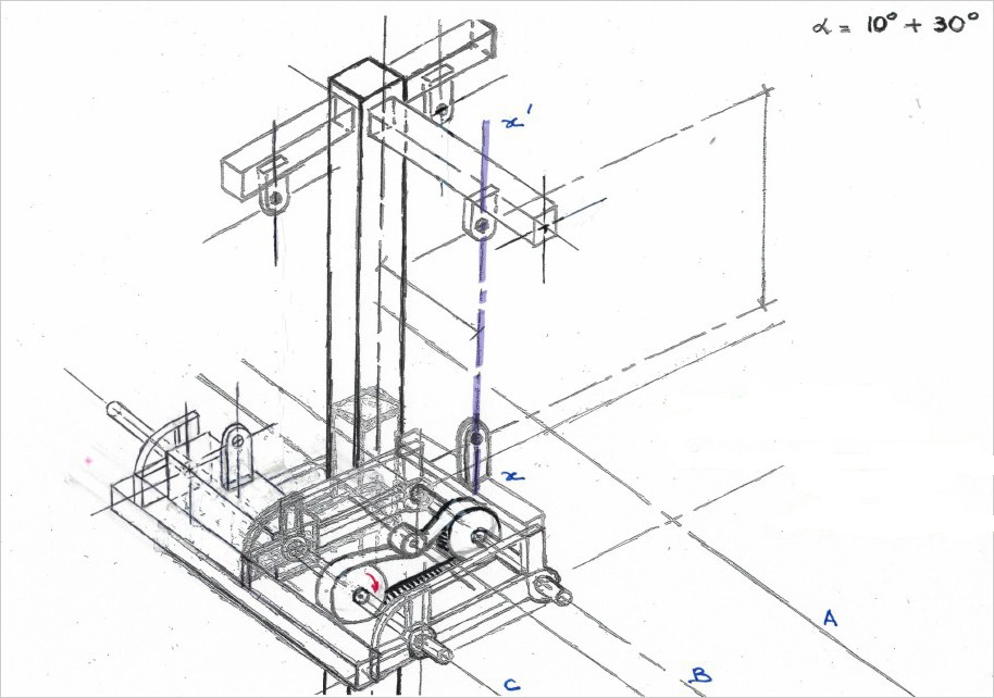 Machine element, handmade sketch - François ABELARD ENGINEERING